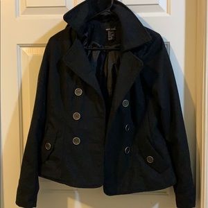 Black button dress coat